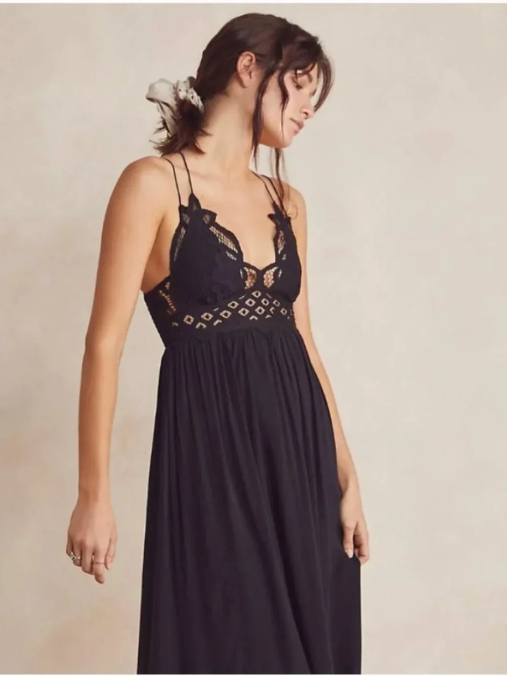 Free People One Adella Maxi Slip Dress Black - Large - New